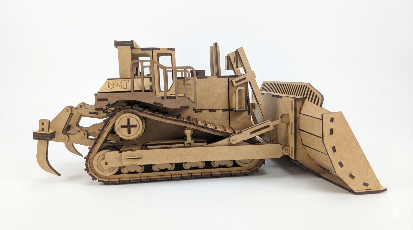 Bulldozer CAT de Colección – Precisión en Madera MDF